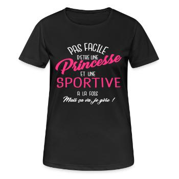 Princesse et sportive - T-shirt respirant Femme - noir - Devant - AI Model Female 172 light (172cm)