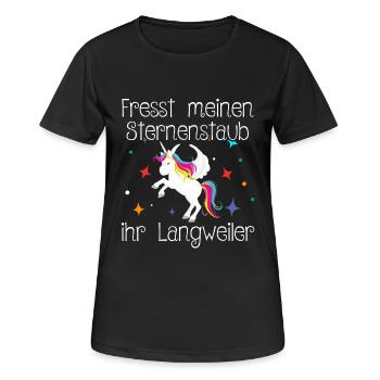 Einhorn Fresst meinen Sternenstaub ihr Langweiler - Frauen T-Shirt atmungsaktiv - Schwarz - Vorne - AI Model Female 172 light (172cm)
