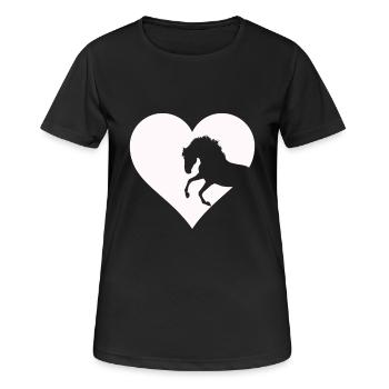 Herz für Pferdenarren, süßes Pferde und Reiter - Frauen T-Shirt atmungsaktiv - Schwarz - Vorne - AI Model Female 172 light (172cm)