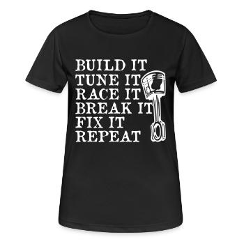 Build Tune Race Brake Fix Repeat - Women's Breathable T-Shirt - black - Front - AI Model Female 172 light (172cm)