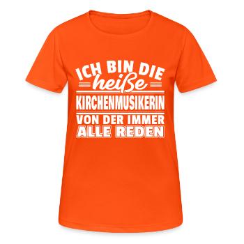 Heiße Kirchenmusikerin - Frauen T-Shirt atmungsaktiv - Neonorange - Vorne - AI Model Female 172 dark (172cm)