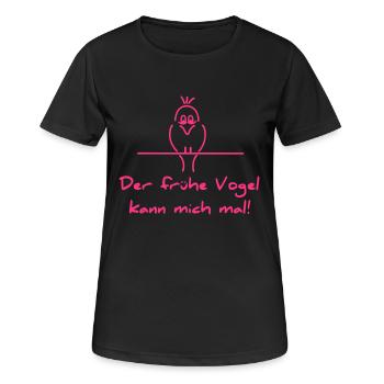 Früher Vogel - Frauen T-Shirt atmungsaktiv - Schwarz - Vorne - AI Model Female 172 light (172cm)