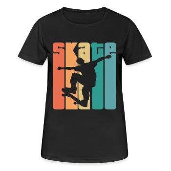 Skate Retro - Skater - Skateboard - Skateboarder - T-shirt respirant Femme - noir - Devant - AI Model Female 172 light (172cm)