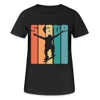 Skate Retro - Skater - Skateboard - Skateboarder - T-shirt respirant Femme - noir - Devant - AI Model Female 172 light (172cm)