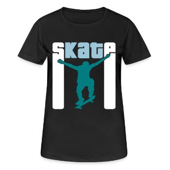 Skate Retro - Skater - Skateboard - Skateboarder - Frauen T-Shirt atmungsaktiv - Schwarz - Vorne - AI Model Female 172 light (172cm)