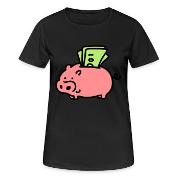 Tirelire - notes 3 - T-shirt respirant Femme - noir - Devant - AI Model Female 172 light (172cm)
