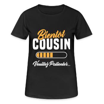 Bald, Cousine, bitte warten - Frauen T-Shirt atmungsaktiv - Schwarz - Vorne - AI Model Female 172 light (172cm)