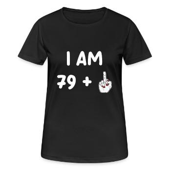 80th Birthday for Funny Woman - Women's Breathable T-Shirt - black - Front - AI Model Female 172 light (172cm)