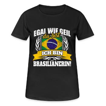 Brasilianer Brasilien Brasilianerin Brasil - Frauen T-Shirt atmungsaktiv - Schwarz - Vorne - AI Model Female 172 light (172cm)