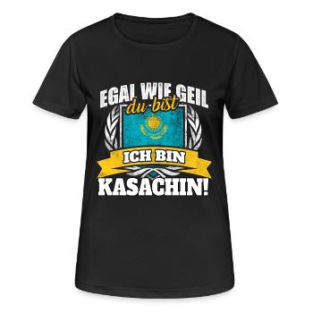 Kasache Kasachstan Kasachin Kasachisch Geschenk - Frauen T-Shirt atmungsaktiv - Schwarz - Vorne - AI Model Female 172 light (172cm)