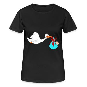 Stork apporte bébé - T-shirt respirant Femme - noir - Devant - AI Model Female 172 light (172cm)