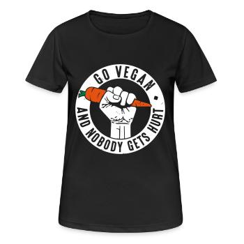 Go Vegan and nobody gets hurt - Veganer-Tierrecht - Frauen T-Shirt atmungsaktiv - Schwarz - Vorne - AI Model Female 172 light (172cm)