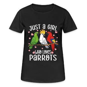 Love for macaws and parrots, tropical bird girl - Women's Breathable T-Shirt - black - Front - AI Model Female 172 light (172cm)