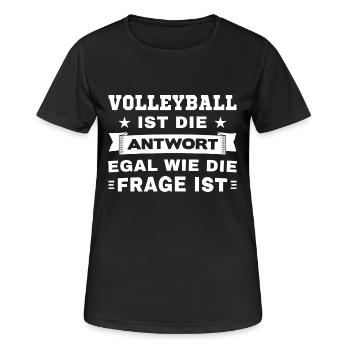 Volleyball ist die Antwort - Frauen T-Shirt atmungsaktiv - Schwarz - Vorne - AI Model Female 172 light (172cm)
