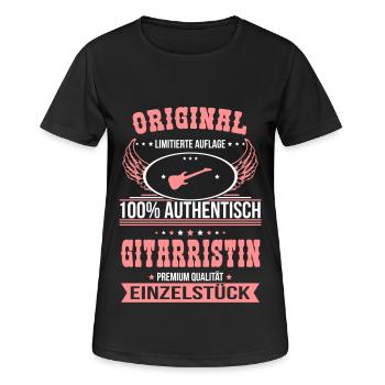 Gitarristin - Original 100% Authentisch - Frauen T-Shirt atmungsaktiv - Schwarz - Vorne - AI Model Female 172 light (172cm)