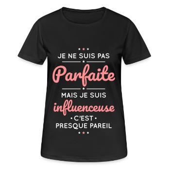Je ne suis pas parfaite mais je suis influenceuse - T-shirt respirant Femme - noir - Devant - AI Model Female 172 light (172cm)