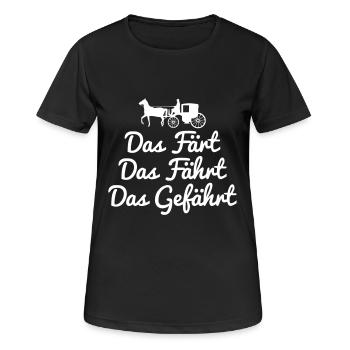 Das Pferd fährt Kutsche - Frauen T-Shirt atmungsaktiv - Schwarz - Vorne - AI Model Female 172 light (172cm)