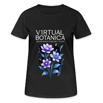 Virtuelle Botanica – Digitale Blütenpracht - Frauen T-Shirt atmungsaktiv - Schwarz - Vorne - AI Model Female 172 light (172cm)