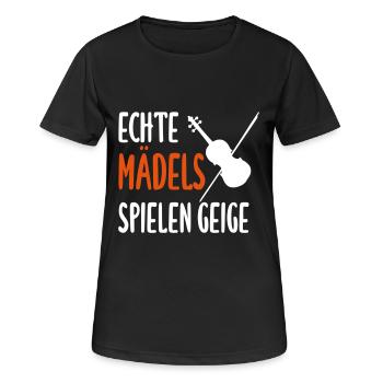 Echte Mädels spielen Geige - Frauen T-Shirt atmungsaktiv - Schwarz - Vorne - AI Model Female 172 light (172cm)