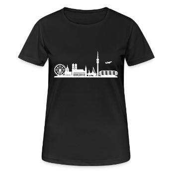 Skyline München - Frauen T-Shirt atmungsaktiv - Schwarz - Vorne - AI Model Female 172 light (172cm)