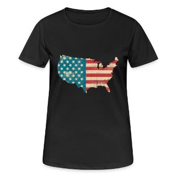 Amerika Vintage Flagge - United States - USA-Land - T-shirt respirant Femme - noir - Devant - AI Model Female 172 light (172cm)
