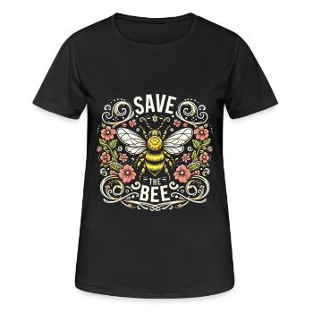 Rette die Bienen T-Shirt Vintage Blumen - Frauen T-Shirt atmungsaktiv - Schwarz - Vorne - AI Model Female 172 light (172cm)
