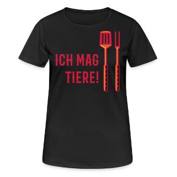 Ich Mag Tiere! (Grillbesteck / 3C) - Frauen T-Shirt atmungsaktiv - Schwarz - Vorne - AI Model Female 172 light (172cm)