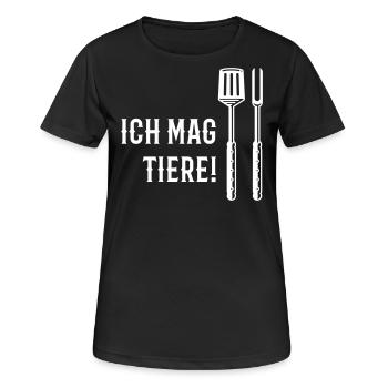 Ich Mag Tiere! (Grillbesteck / White) - Frauen T-Shirt atmungsaktiv - Schwarz - Vorne - AI Model Female 172 light (172cm)