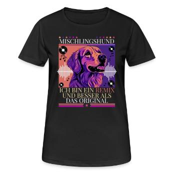 Mischlingshund. Remix ist besser als das Original. - Frauen T-Shirt atmungsaktiv - Schwarz - Vorne - AI Model Female 172 light (172cm)