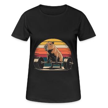 Soulevé de terre Capybara - T-shirt respirant Femme - noir - Devant - AI Model Female 172 light (172cm)