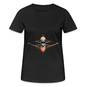 Homme serein ramant en solo - T-shirt respirant Femme - noir - Devant - AI Model Female 172 light (172cm)