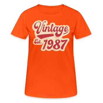 Jahrgang Est 1987 - Frauen T-Shirt atmungsaktiv - Neonorange - Vorne - AI Model Female 172 dark (172cm)