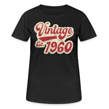 Jahrgang Est 1960 - Frauen T-Shirt atmungsaktiv - Schwarz - Vorne - AI Model Female 172 light (172cm)