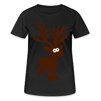 niedlicher Elch Karibu Rentier schnee ski - Frauen T-Shirt atmungsaktiv - Schwarz - Vorne - AI Model Female 172 light (172cm)