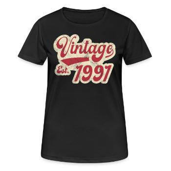 Jahrgang Est 1991 - Frauen T-Shirt atmungsaktiv - Schwarz - Vorne - AI Model Female 172 light (172cm)