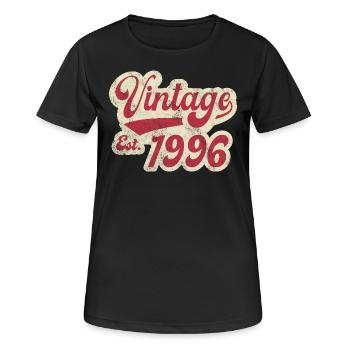 Jahrgang Est 1996 - Frauen T-Shirt atmungsaktiv - Schwarz - Vorne - AI Model Female 172 light (172cm)