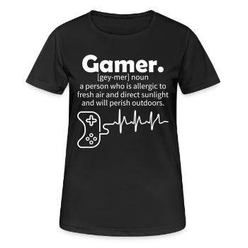 Gamer Funny Tshirt - Frauen T-Shirt atmungsaktiv - Schwarz - Vorne - AI Model Female 172 light (172cm)