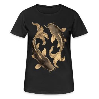 Koi - Frauen T-Shirt atmungsaktiv - Schwarz - Vorne - AI Model Female 172 light (172cm)