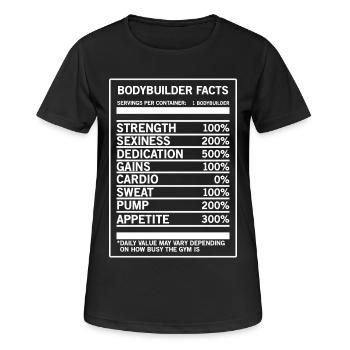 Lustiges Bodybuilder-Nahrungs-Tatsachen-T-Shirt - Frauen T-Shirt atmungsaktiv - Schwarz - Vorne - AI Model Female 172 light (172cm)