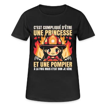 Princesse et Pompier À la Fois Femme Pompier Drôle - T-shirt respirant Femme - noir - Devant - AI Model Female 172 light (172cm)