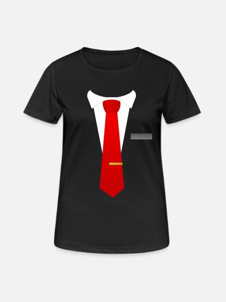 Red tie suit - Women's Breathable T-Shirt - black