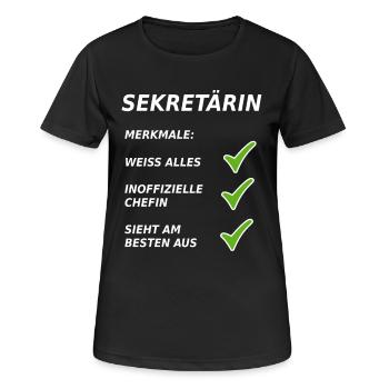 Sekretärin - Sekretär - Geschenk - Frauen T-Shirt atmungsaktiv - Schwarz - Vorne - AI Model Female 172 light (172cm)