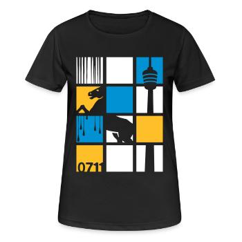 0711 - Frauen T-Shirt atmungsaktiv - Schwarz - Vorne - AI Model Female 172 light (172cm)