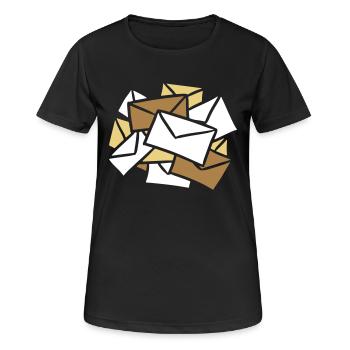 Nachrichten Briefe News Letters Post mail - Frauen T-Shirt atmungsaktiv - Schwarz - Vorne - AI Model Female 172 light (172cm)