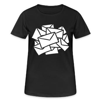 Briefe Nachrichten Post Posteingang message mail - Frauen T-Shirt atmungsaktiv - Schwarz - Vorne - AI Model Female 172 light (172cm)
