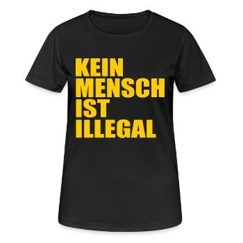 kein mensch ist illegal - Frauen T-Shirt atmungsaktiv - Schwarz - Vorne - AI Model Female 172 light (172cm)