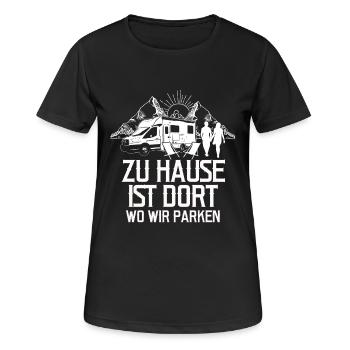 Zu Hause ist dort, wo wir parken Geschenk - Frauen T-Shirt atmungsaktiv - Schwarz - Vorne - AI Model Female 172 light (172cm)