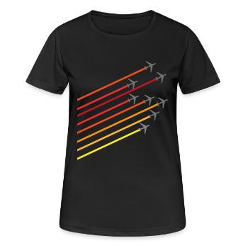 fliegen - Frauen T-Shirt atmungsaktiv - Schwarz - Vorne - AI Model Female 172 light (172cm)