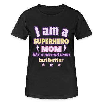 Mère Super-héroïne, Cadeau de fête des mères, Super-héros - T-shirt respirant Femme - noir - Devant - AI Model Female 172 light (172cm)