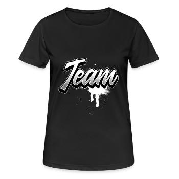 Team - Frauen T-Shirt atmungsaktiv - Schwarz - Vorne - AI Model Female 172 light (172cm)